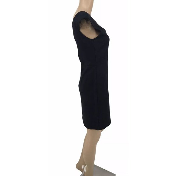 Lulus Sheath Mini Dress M Cap Sleeve V Neck Black Above Knee Short Stretchy NWT - Picture 3 of 7